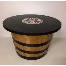 Half barrel table with a tabletop