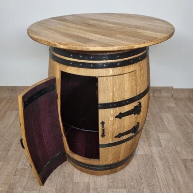 A table-cabinet made of an oak wine barrel 1