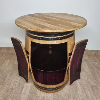 A table-cabinet made of an oak wine barrel 2